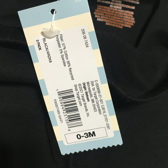 Baby Cat and Jack 0-3 months 3 pack Pull On Pants Black Gray - Picture 6 of 10